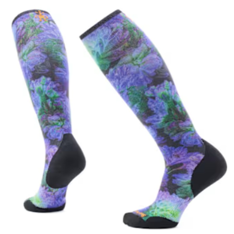 SMARTWOOL WMNS SKI TARGETED CUSHION ELECTRIC LOTUS PRINT OTC SOCKS