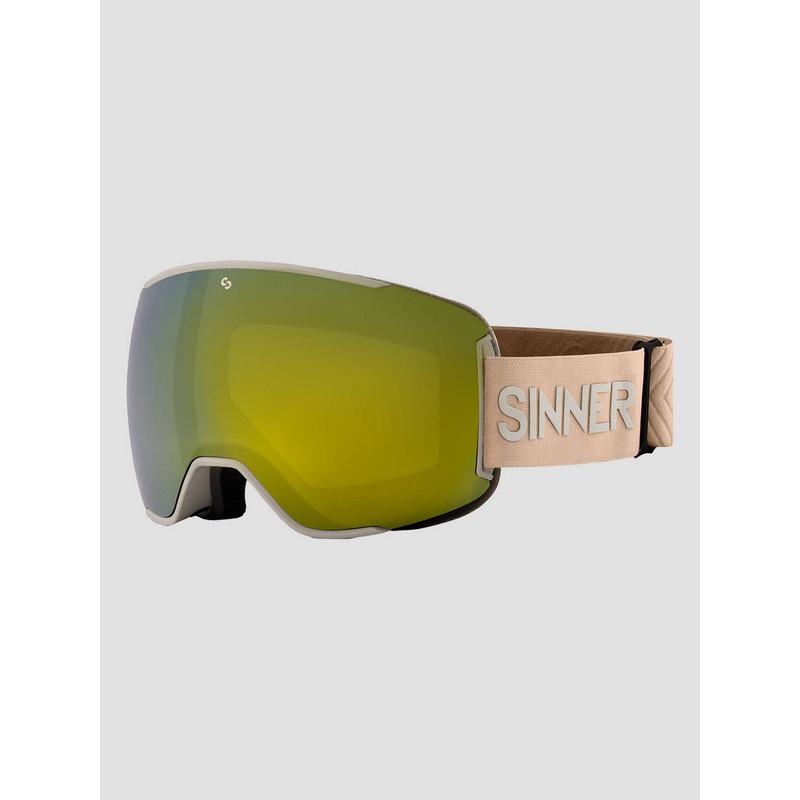 Snowflake Matte Light Grey Goggle–full gold mirror and pink