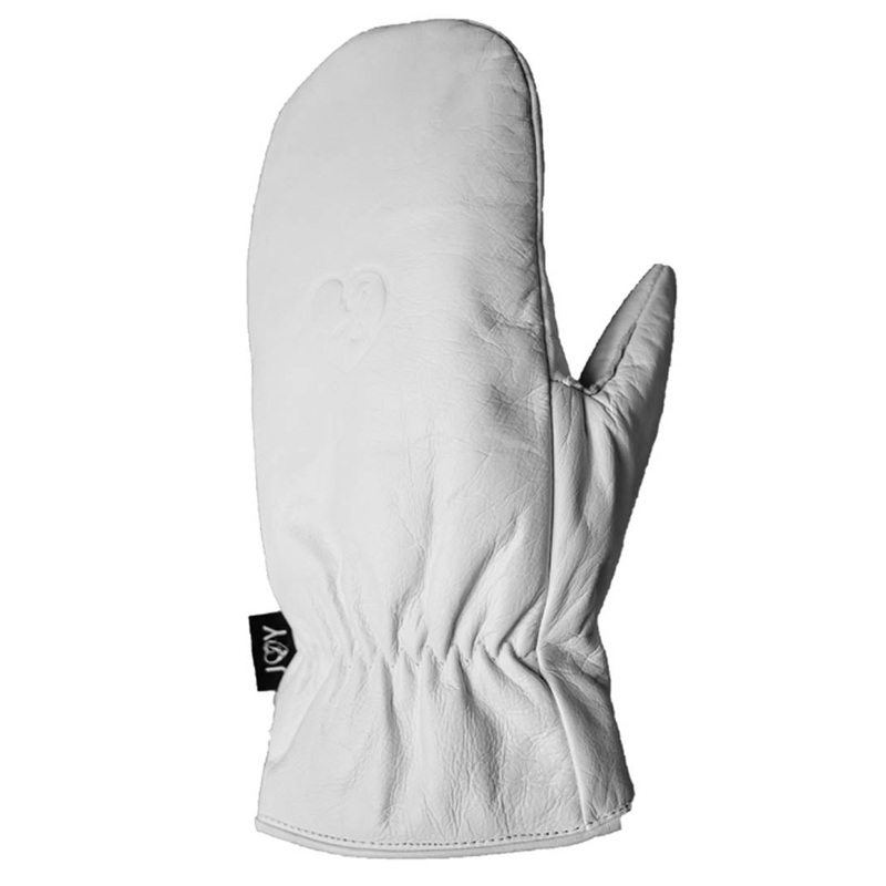 Terry Leather Mitts – White