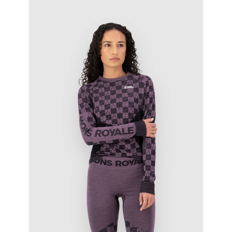 Ascender Merino Base Layer Top–mauve/black