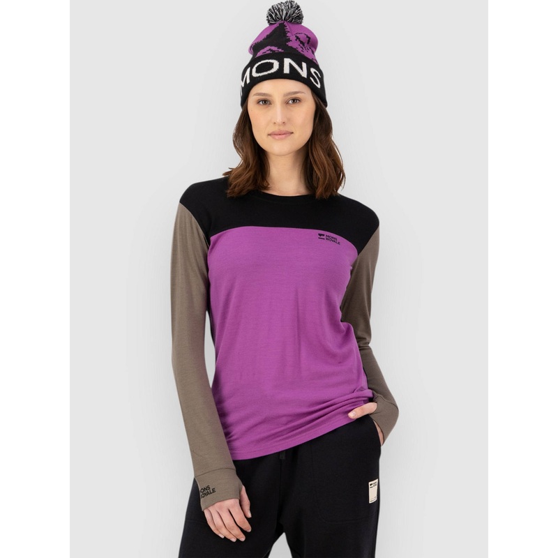 Yotei Merino Base Layer Top–purple bolt/walnut/black