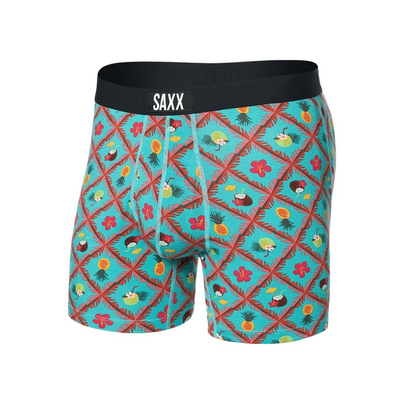 Ultra Super Soft Pina Colada Plaid Aqua Boxer