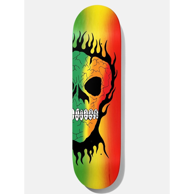 B2 Rasta Skull Tyson Peterson 8.25” Skateboard Deck